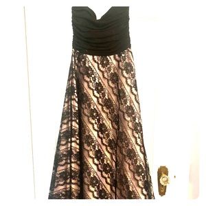 Jessica McClintock Vintage Black&Pink Lace Dress